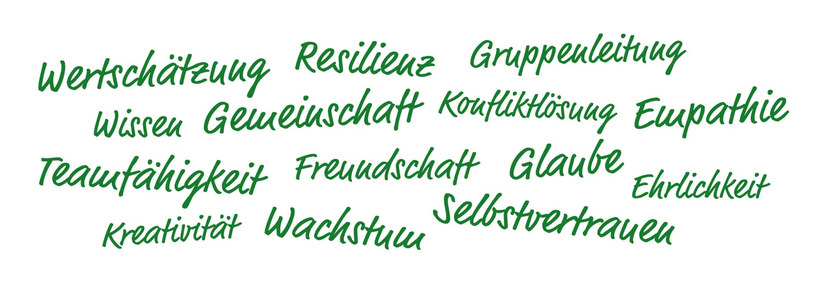 Werte von Youngstars International: Wertschätzung, Resilienz, Gemeinschaft, Glaube, Wachstum